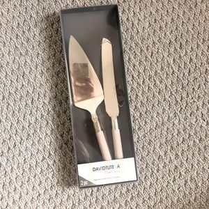 Wedding Cake Server Set Gold + Wood